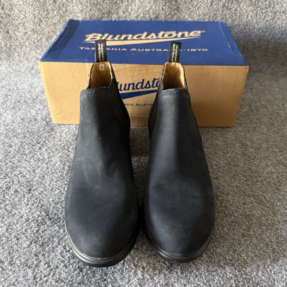 BLUNDSTONE Women’s Navy Blue Nubuck Chelsea Ankle Boots US 10 Low Heel Elastic